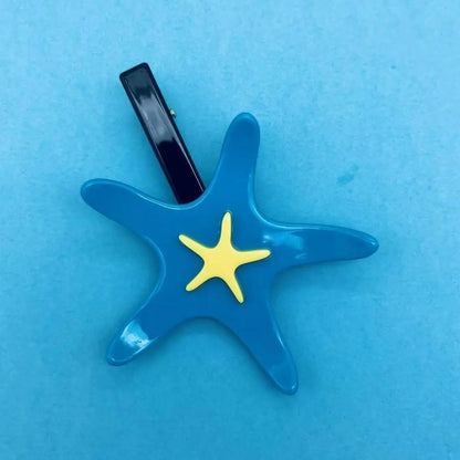 Medium Sky Blue Starfish Hair Clip