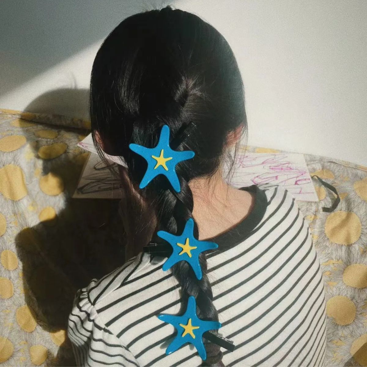 Medium Sky Blue Starfish Hair Clip