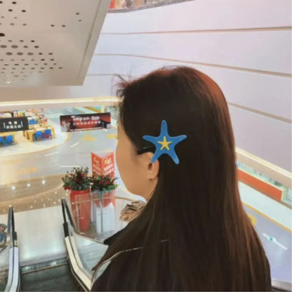 Medium Sky Blue Starfish Hair Clip