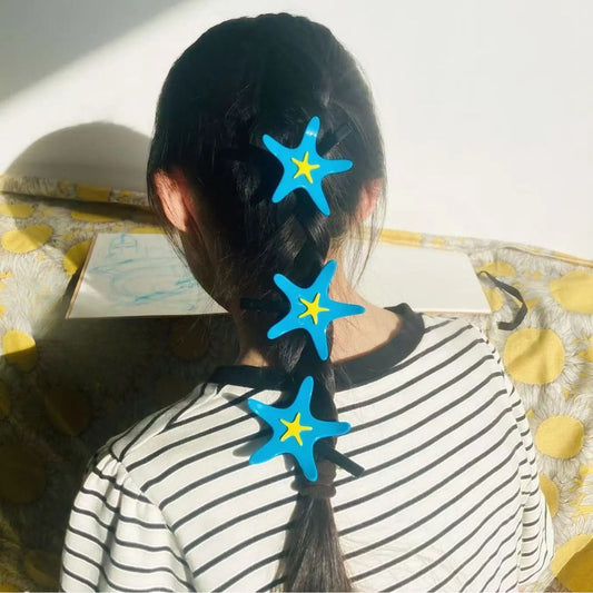Medium Sky Blue Starfish Hair Clip