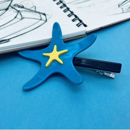 Medium Sky Blue Starfish Hair Clip