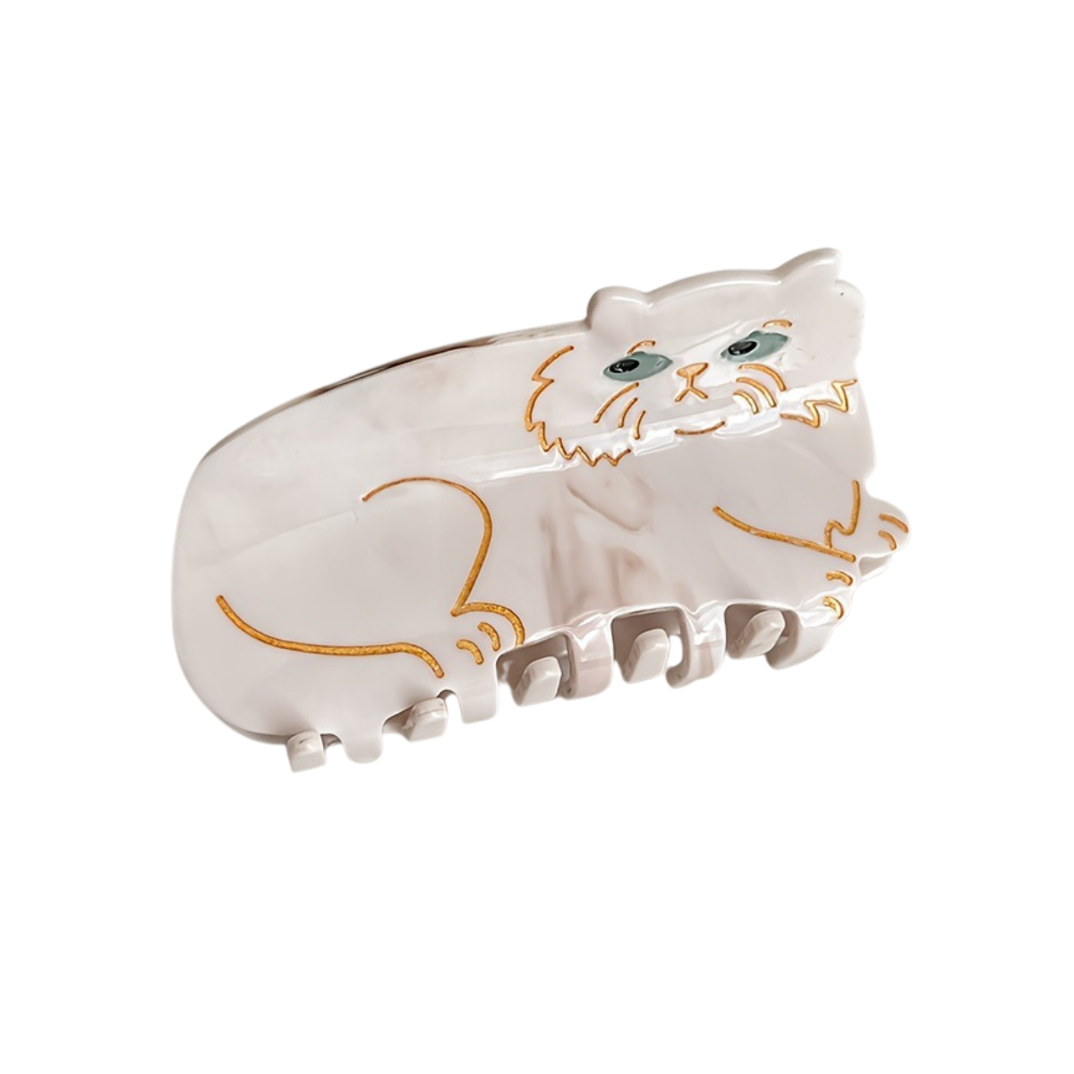 Medium White Silver Longhair Cat Hair Claw