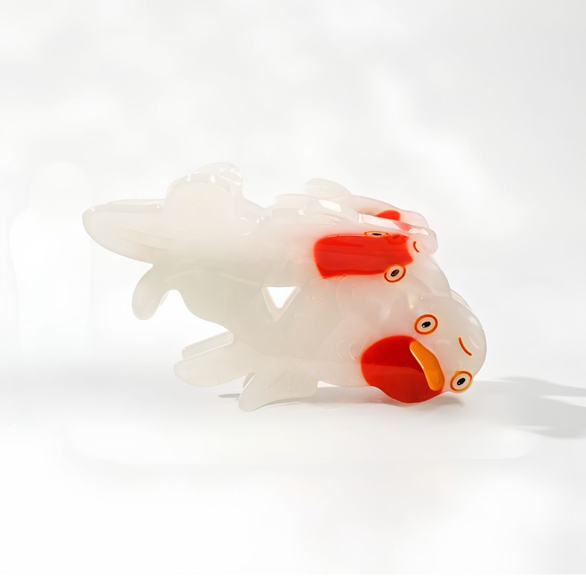 Medium White Tiger Head  Double Goldfish Hair Claw