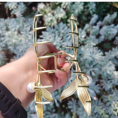 Pinces à cheveux Grande Sirène en Perles Bleues | NueShiny