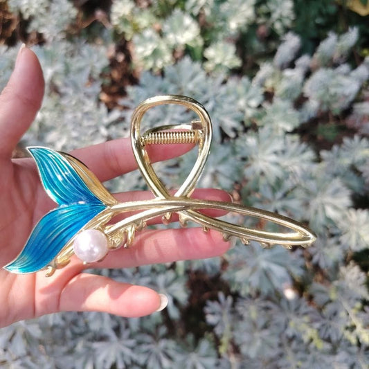 Blue Pearl Mermaid Tail Hair Claw