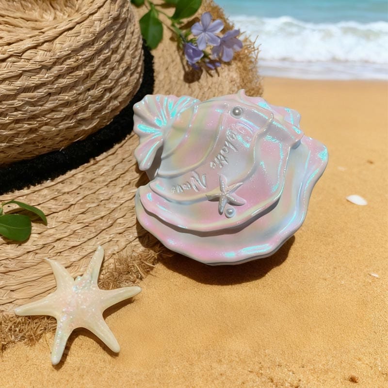 Large Mermaid Pearl White Creamy Clam Hair Claw