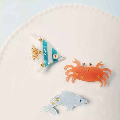Mini Blue & White Tropical Fish Alligator Hair Clip