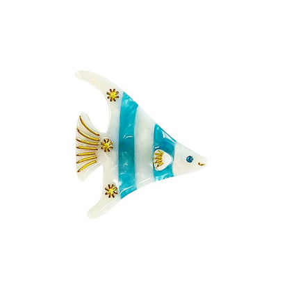 Mini Blue & White Tropical Fish Alligator Hair Clip