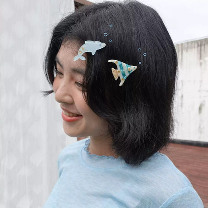 Mini Blue & White Tropical Fish Alligator Hair Clip