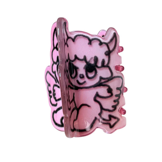 Medium Pink Glitter Devil Hair Claw