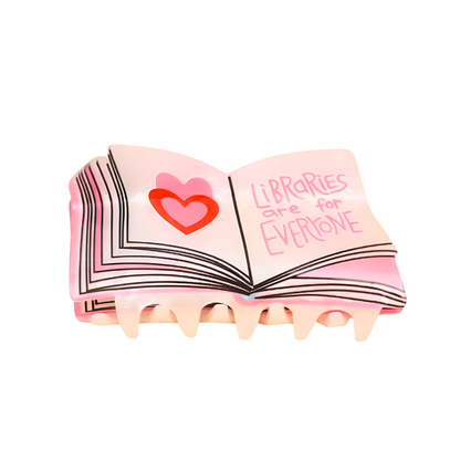 Mini Pink Heart Book Hair Claw
