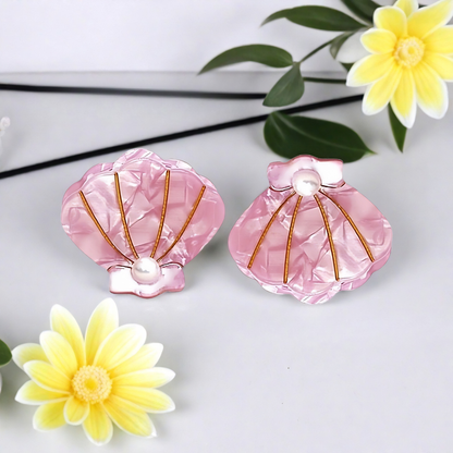 Mini Pink Pearl Shell Hair Claw