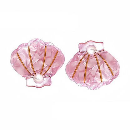 Mini Pink Pearl Shell Hair Claw
