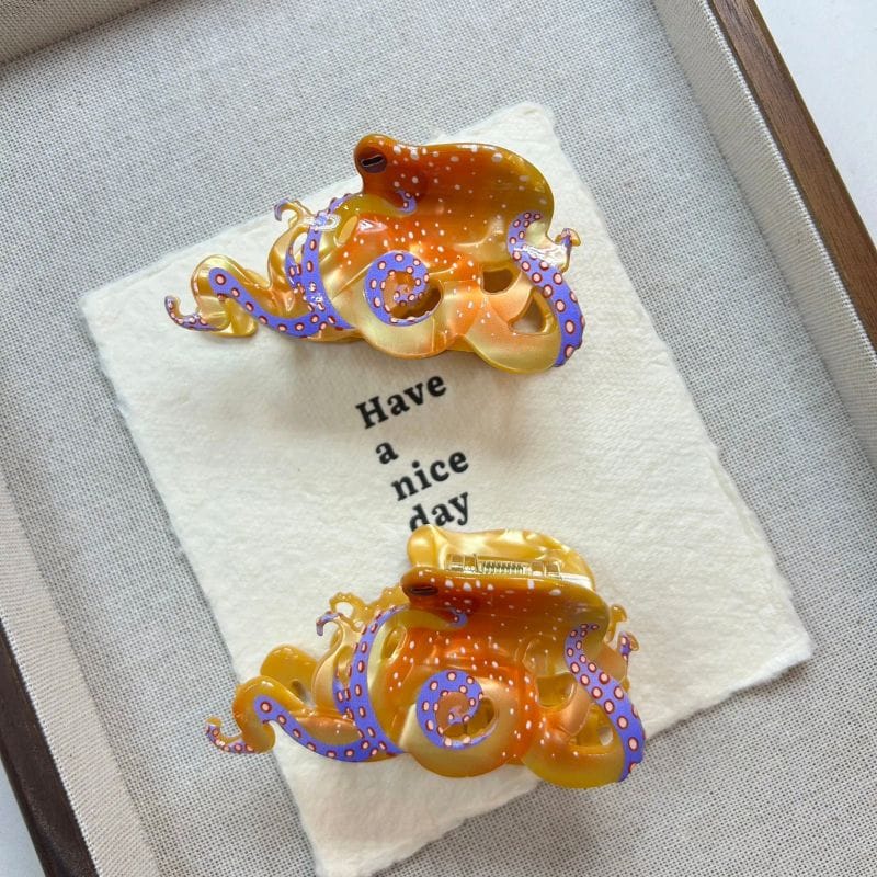 Ocean Iridescent Octopus Hair Claw