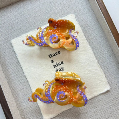 Ocean Iridescent Octopus Hair Claw