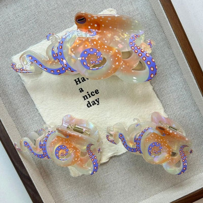 Ocean Iridescent Octopus Hair Claw