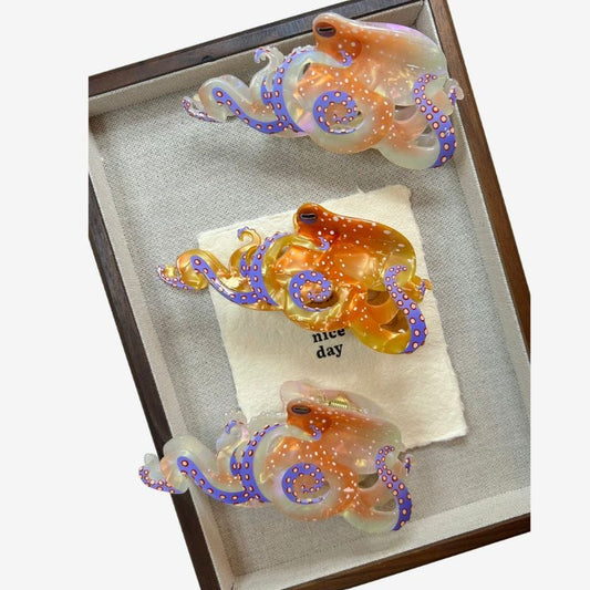 Ocean Iridescent Octopus Hair Claw