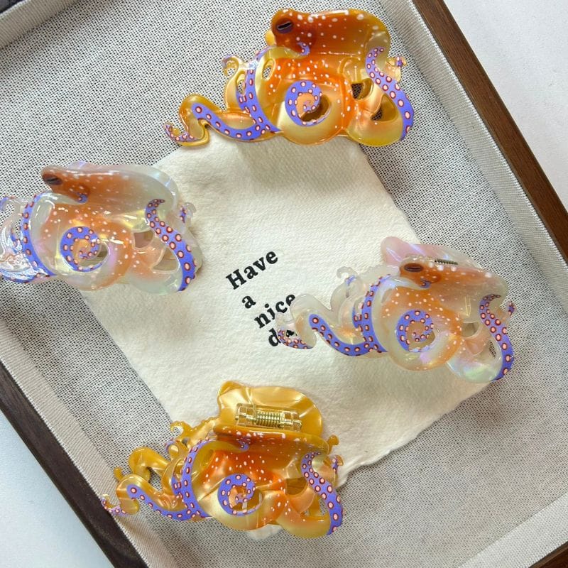 Ocean Iridescent Octopus Hair Claw