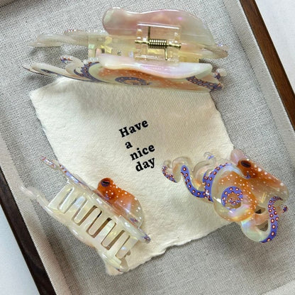 Ocean Iridescent Octopus Hair Claw