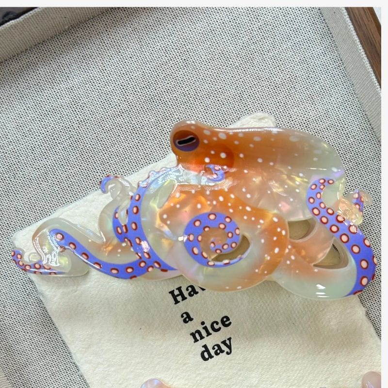 Ocean Iridescent Octopus Hair Claw