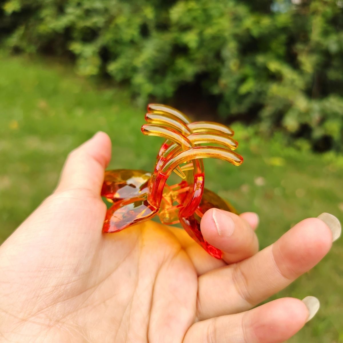 Transparent Diamond  Orange Mother & Baby Butterfly Hair Claw Clips Set