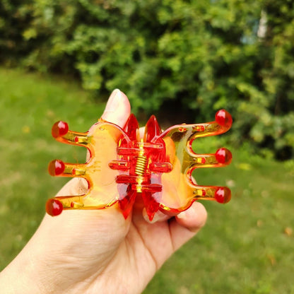Transparent Diamond  Orange Mother & Baby Butterfly Hair Claw Clips Set