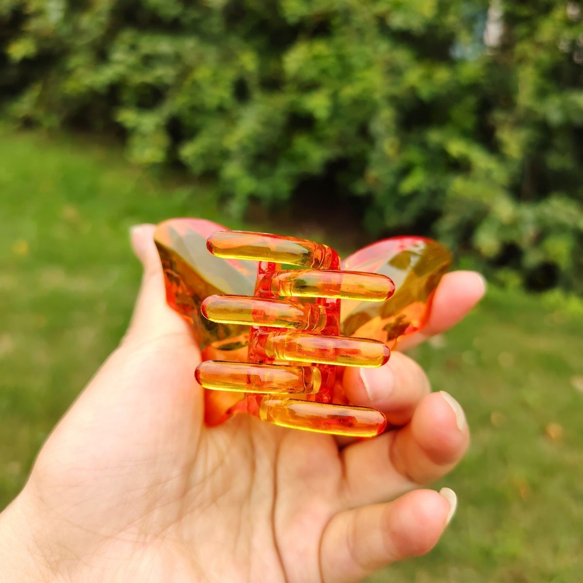 Transparent Diamond  Orange Mother & Baby Butterfly Hair Claw Clips Set