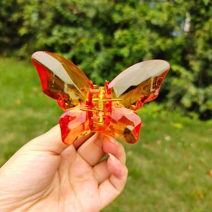 Transparent Diamond  Orange Mother & Baby Butterfly Hair Claw Clips Set