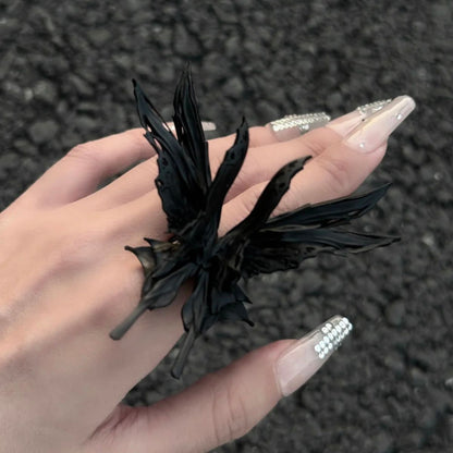Original 3D Butterfly Resin Adjustable Ring – Handmade Statement Jewelry