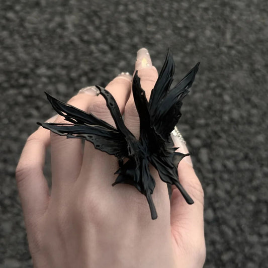 Original 3D Butterfly Resin Adjustable Ring – Handmade Statement Jewelry