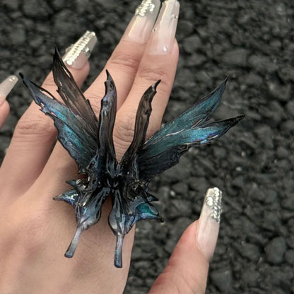 Original 3D Butterfly Resin Adjustable Ring – Handmade Statement Jewelry