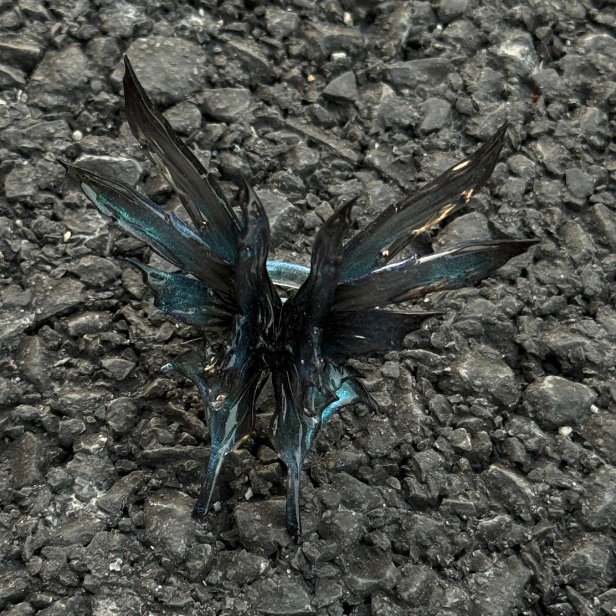 Original 3D Butterfly Resin Adjustable Ring – Handmade Statement Jewelry