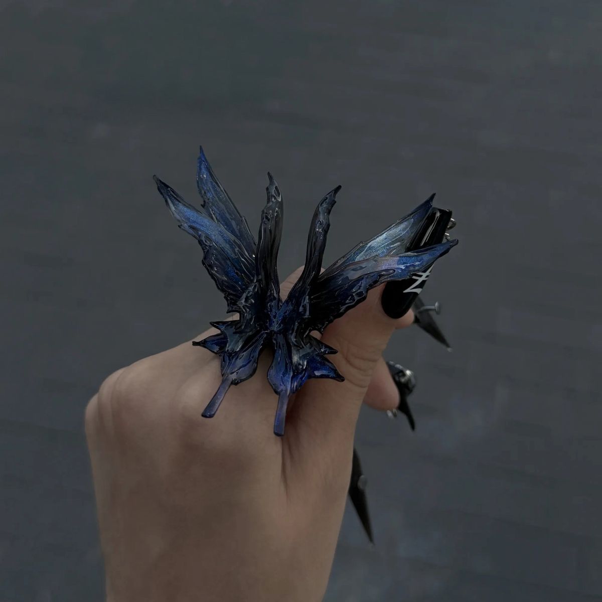 Original 3D Butterfly Resin Adjustable Ring – Handmade Statement Jewelry