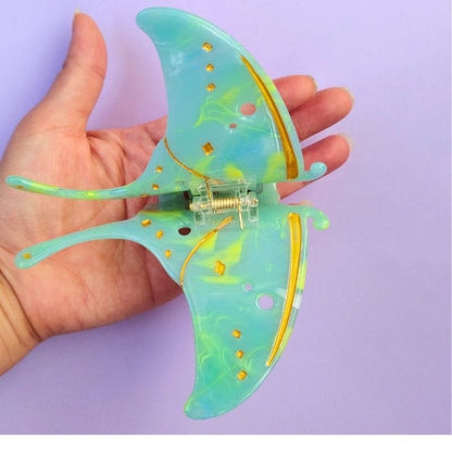 Dreamy Large Mint Mambo Flutter Moth Hair Claw