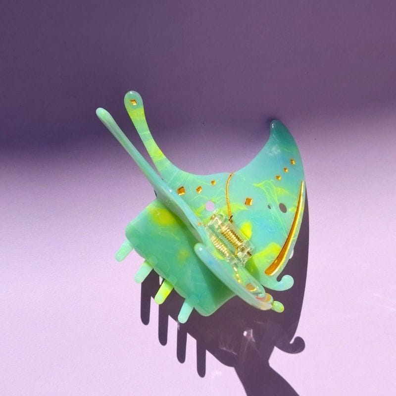Dreamy Large Mint Mambo Flutter Moth Hair Claw