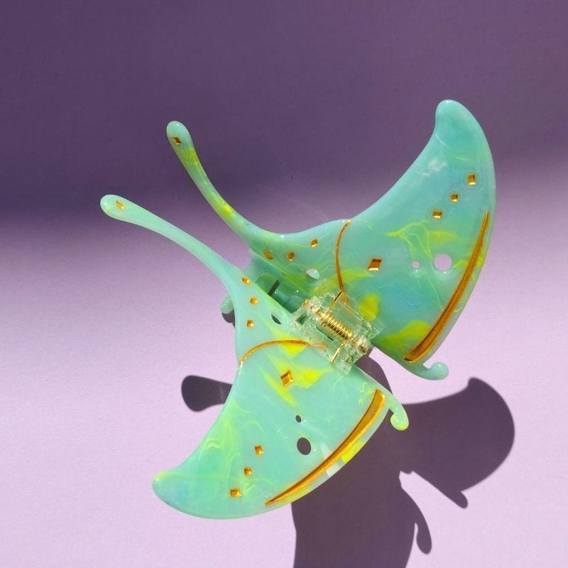 Dreamy Large Mint Mambo Flutter Moth Hair Claw
