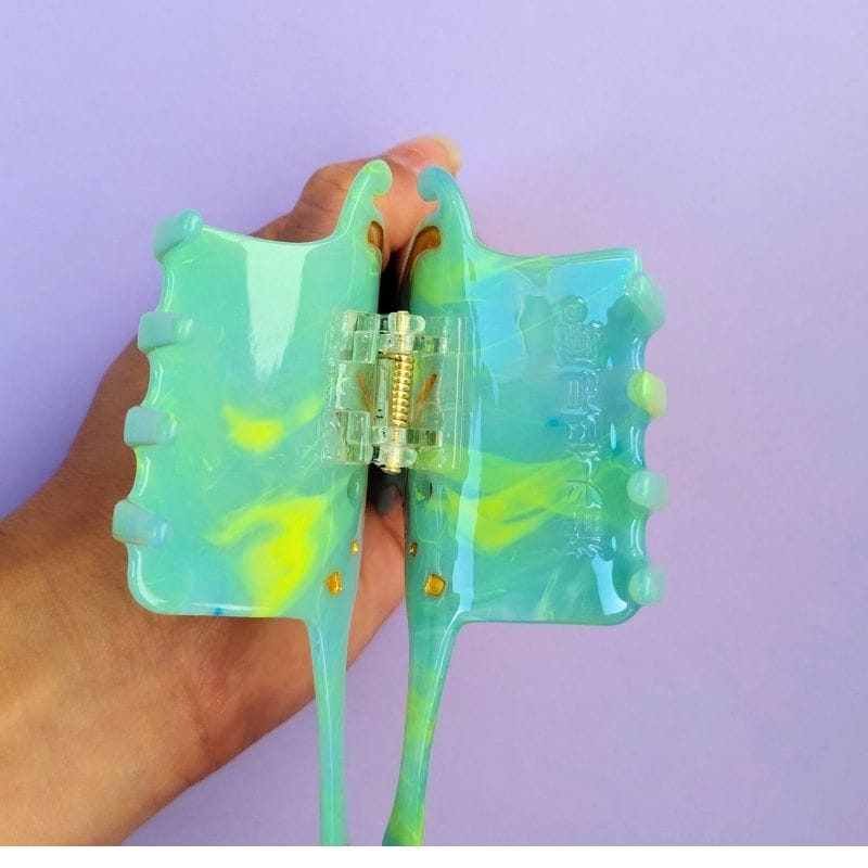 Dreamy Large Mint Mambo Flutter Moth Hair Claw