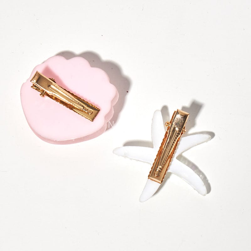 Mini Pink Shell Pearl Starfish Hair Clip Set丨NueShiny - Fhunks
