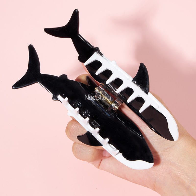 Jumbo Black Whale Shark Hair Claw Clips丨NueShiny - Fhunks