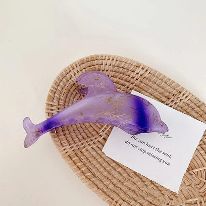 Purple Dolphin with Riffled Pattern Hair Claw丨Lemonschunks