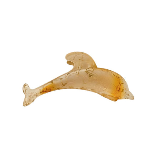 Yellow Dolphin with Riffled Pattern Hair Claw丨Lemonschunks