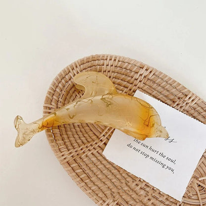 Yellow Dolphin with Riffled Pattern Hair Claw丨Lemonschunks