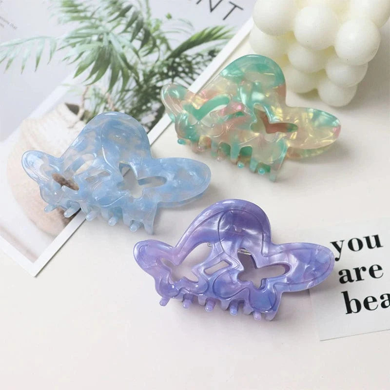 Dazzle Green Color Artistic Hollow Butterfly Hair Claw丨Lemonschunks