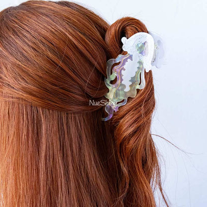 Jumbo Blink White Jellyfish Hair Claw ClipsحNueShiny