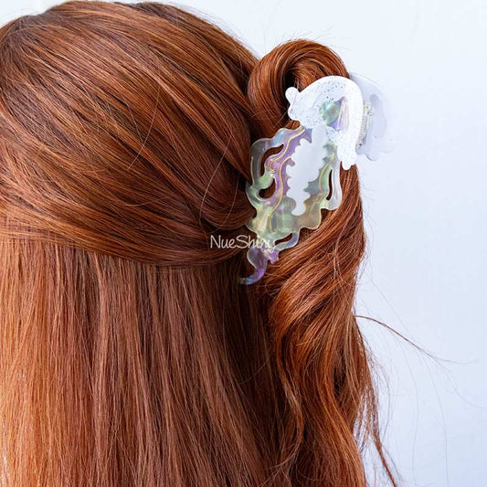 Jumbo Blink White Jellyfish Hair Claw ClipsحNueShiny