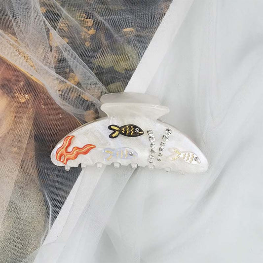 Large Sky White Fish Tank Hair Claw丨Lemonschunks