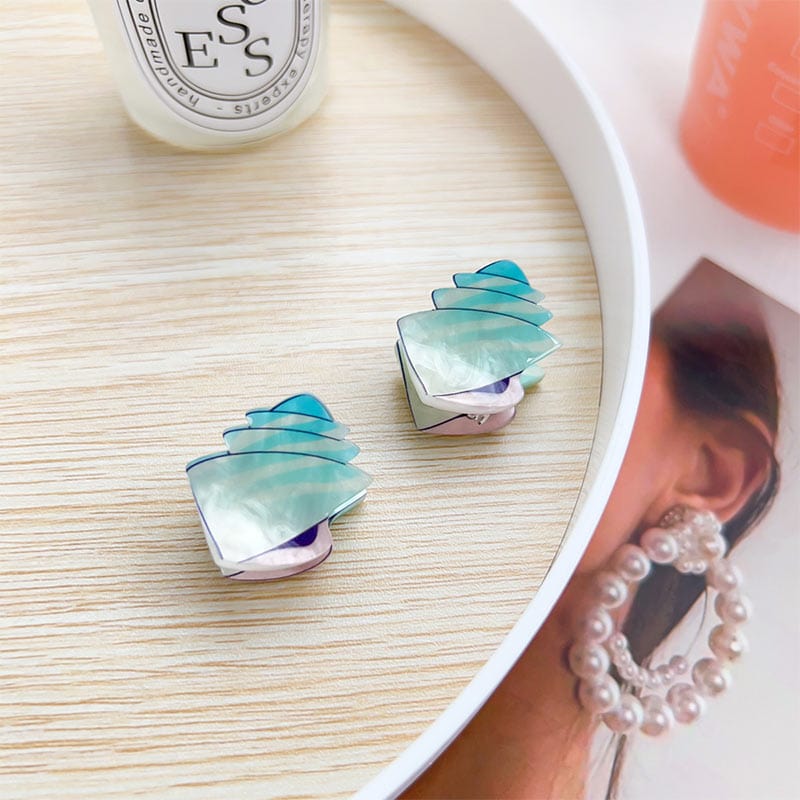 4Pcs Mini Cyan Conch Hair Claws丨Lemonschunks