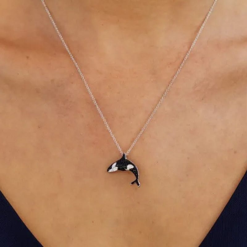 Orca Whale Necklace With Crystals