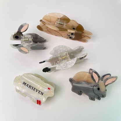 Jumbo White Bunny Hair Claw