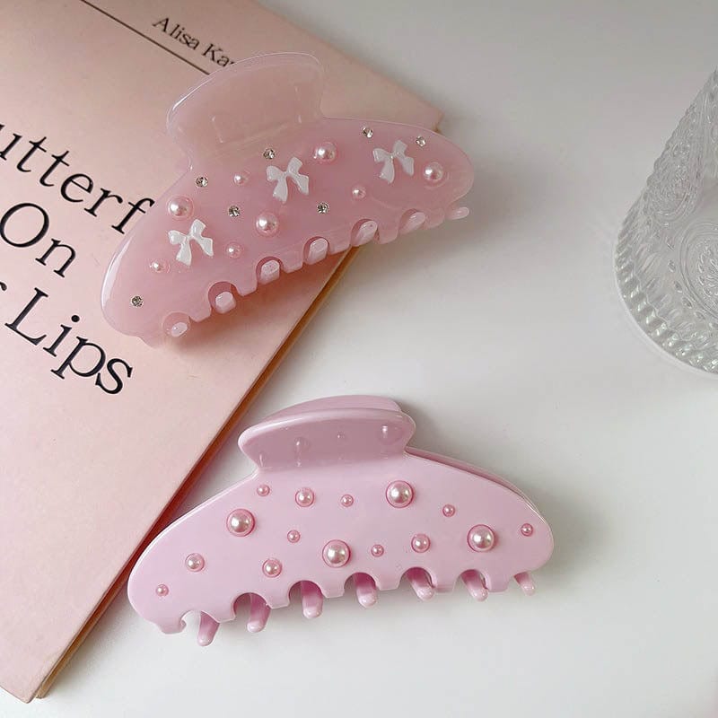 Large Pink Pearl Hair Claw